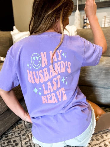 Husbands Last Nerve-Purple Tee--Teal Daisy Womens Boutique