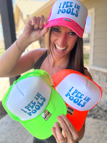 I Pee In Pools Trucker Hat--Teal Daisy Womens Boutique
