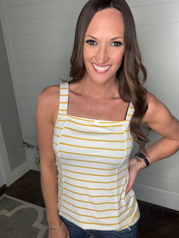 Yellow Stripe Tank--Teal Daisy Womens Boutique