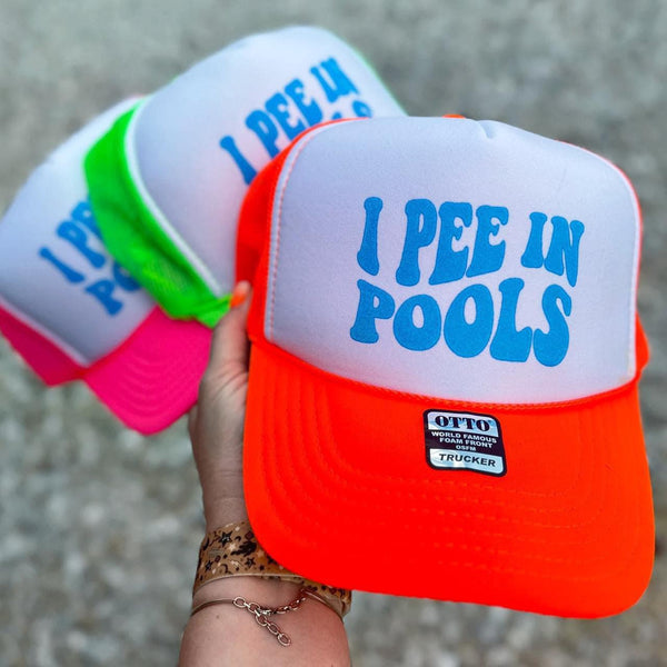 I Pee In Pools Trucker Hat--Teal Daisy Womens Boutique