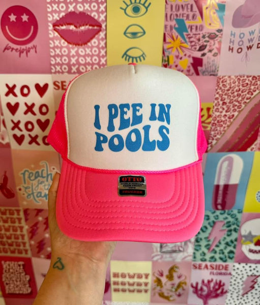 I Pee In Pools Trucker Hat--Teal Daisy Womens Boutique