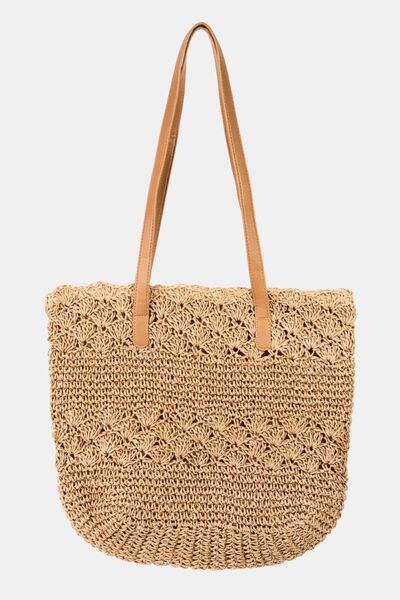 Fame Straw Braided Tote Bag-KA-One Size-Teal Daisy Womens Boutique