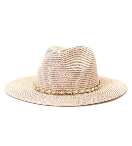 Pink Chain Straw Hat--Teal Daisy Womens Boutique