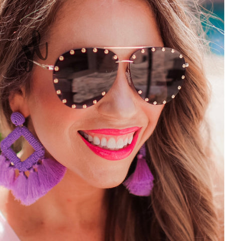Studded Aviator Sunglasses--Teal Daisy Womens Boutique
