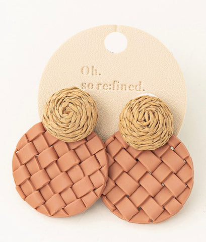 Round Weave Peach Earrings--Teal Daisy Womens Boutique